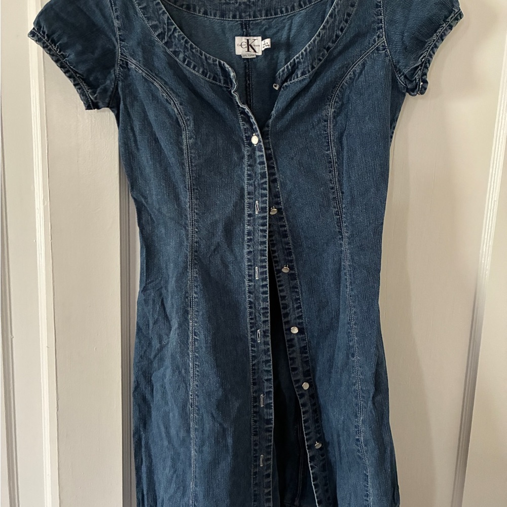Calvin Klein Dark Blue Denim Shirt Dress